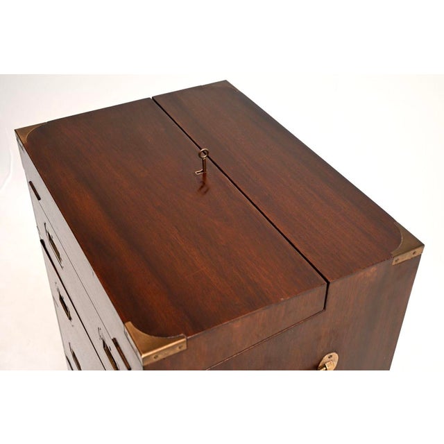 Military Campaign Style Bureau Chest of Drawers, 1930s For Sale - Image 9 of 11