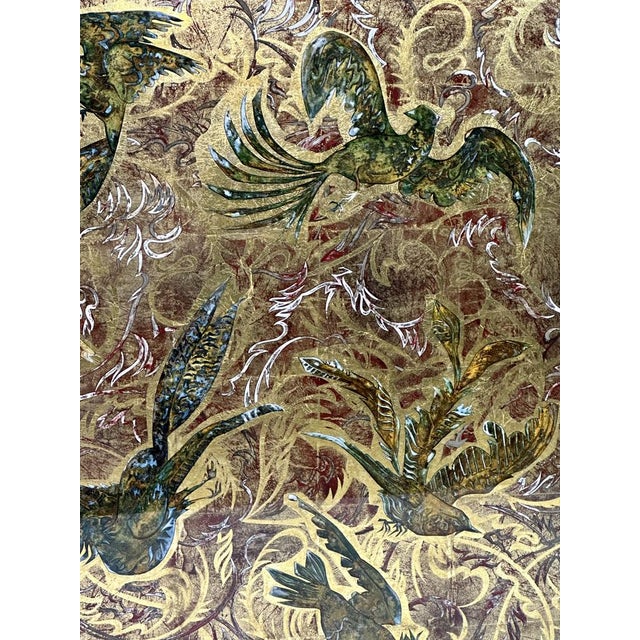 Glass of Glass Mirror Eglomized Birds of Paradise, 1950s For Sale - Image 11 of 14