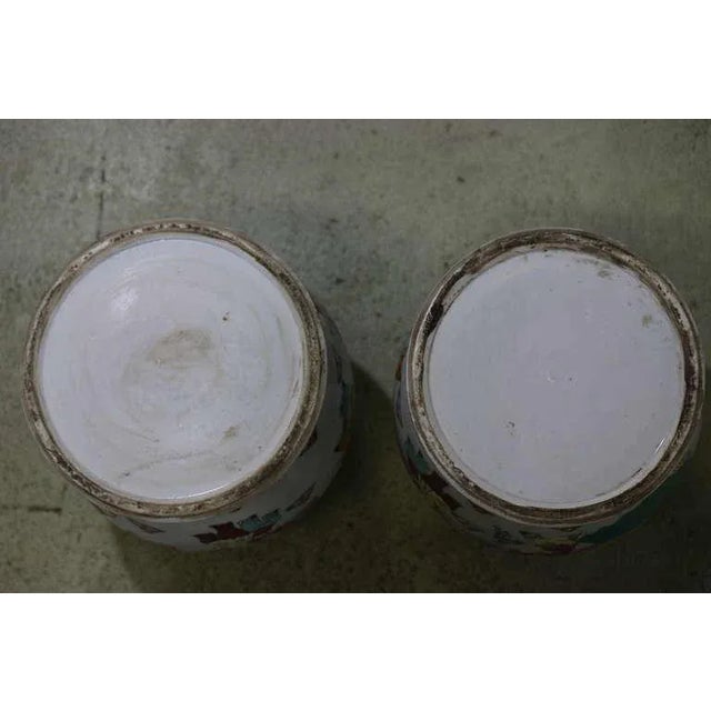 C.1880 Large White Ground Decorated Chinese Baluster Jars With Covers - a Pair For Sale - Image 4 of 5