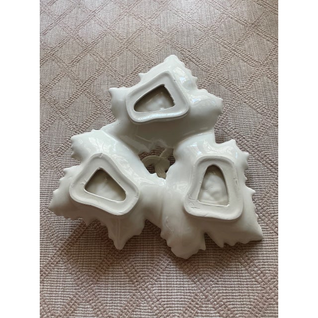 Rustic 1970s Painted Ceramic Leaf Serving Dish For Sale - Image 3 of 6