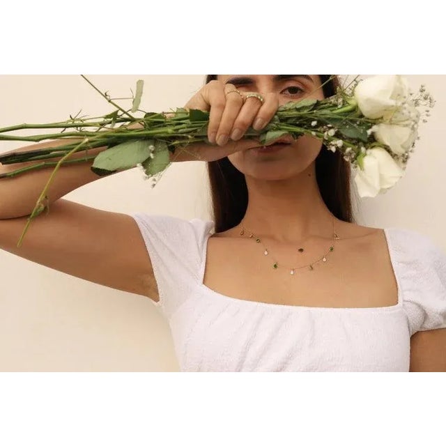 18k Gold Green Charm Necklace With Natural 1.9ct Emeralds & Diamonds For Sale In New York - Image 6 of 14