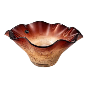 Józefina Krosno Hand-Blown Maroon & Champagne Art Glass Centerpiece Bowl