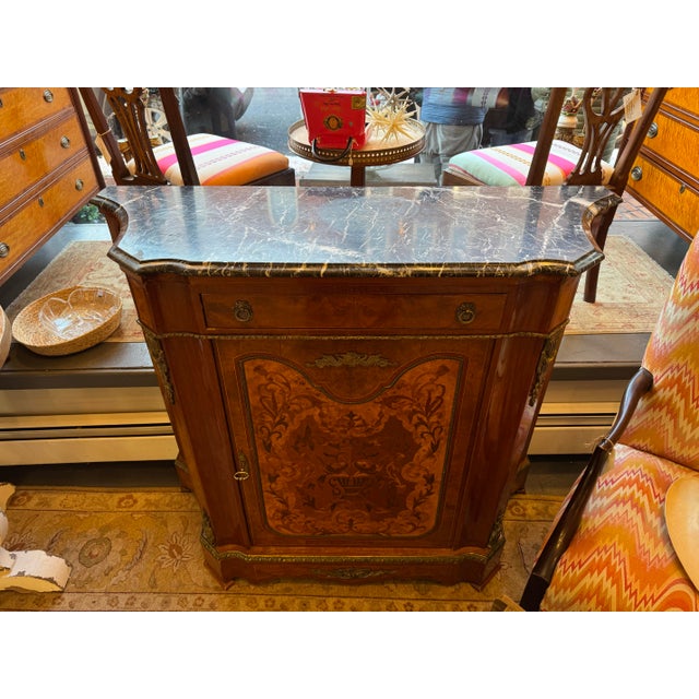 French 1910s French Style Marquetry Fruitwood Console Table For Sale - Image 3 of 6