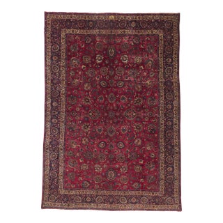 Early 20th Century Antique Persian Mashhad Rug, 11'07 X 16'09 For Sale