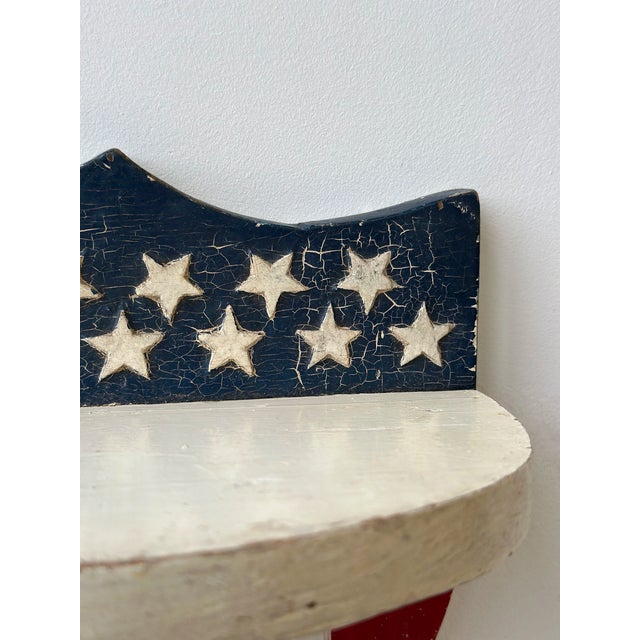 Vintage Folk Art Polychrome Federal Shield Wall Shelf, Dated 1938 For Sale - Image 13 of 18