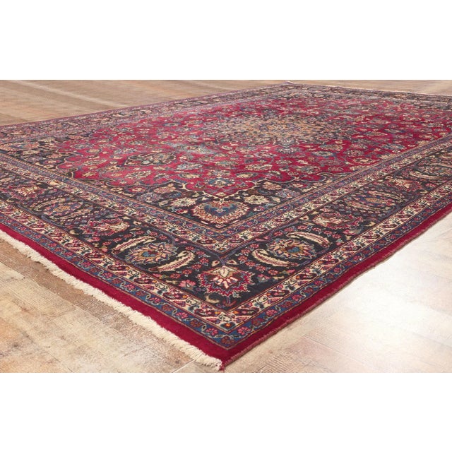 Textile Mid 20th Century Mid 20th Century Vintage Persian Mashhad Rug - 08'01 x 11'06 For Sale - Image 7 of 9