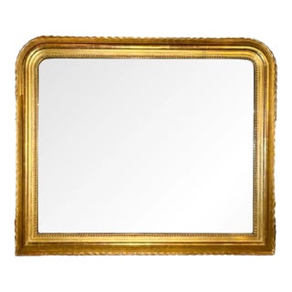 19th C. French Louis Philippe Giltwood Mirror in Rare Wide Scale For Sale