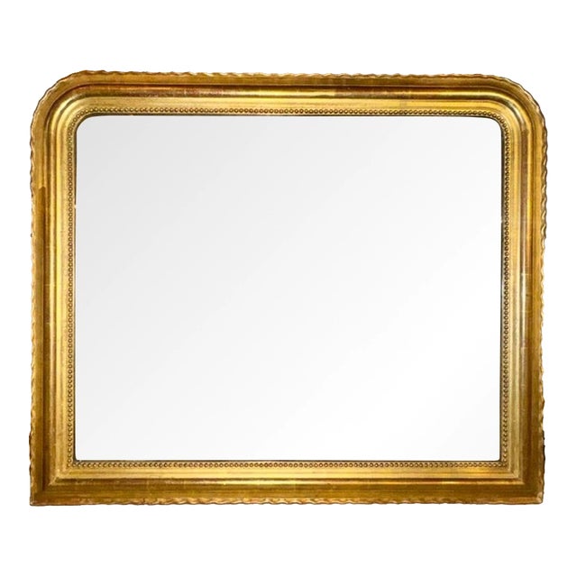 19th C. French Louis Philippe Giltwood Mirror in Rare Wide Scale For Sale