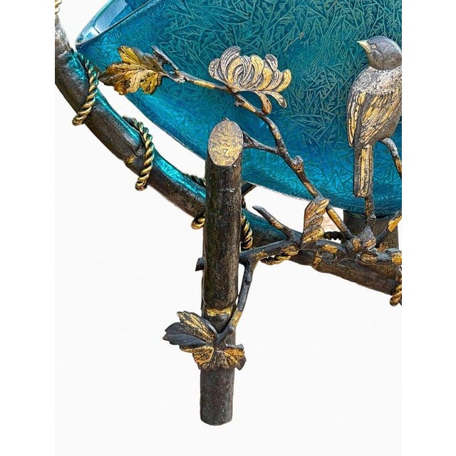 Blue Plant Table in Bronze and Glass For Sale - Image 8 of 12