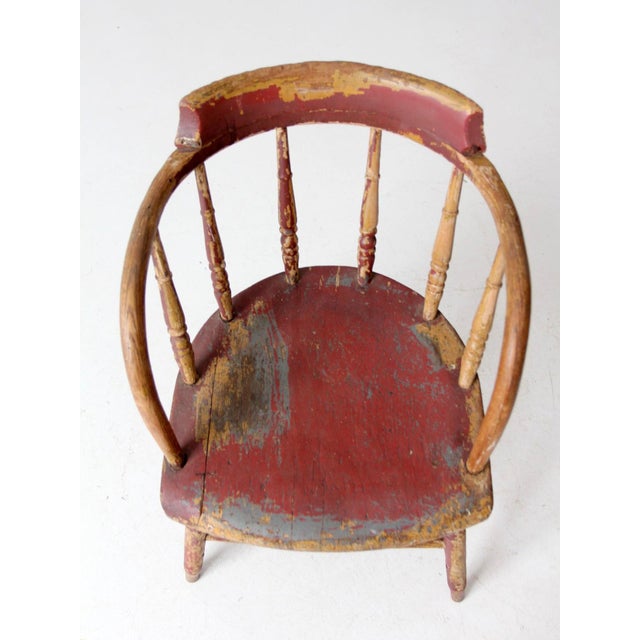 Antique Red Painted Windsor Captain's Chair For Sale - Image 11 of 14