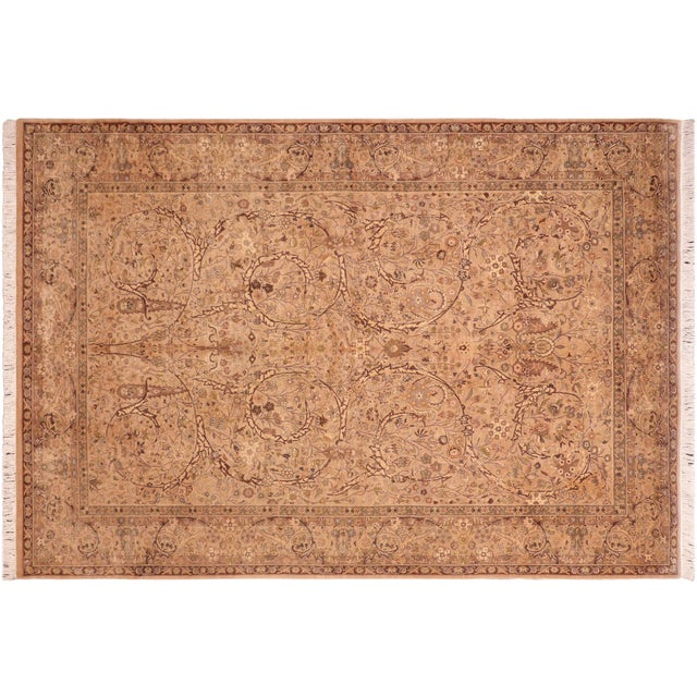 Taupe Shabby Chic 1990's Pak-Persian Taupe/Brown Wool Rug - 6'1'' X 9'10'' For Sale - Image 8 of 9