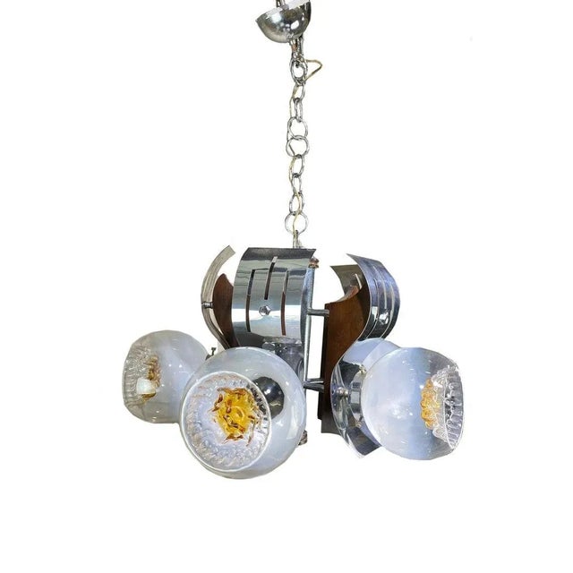 Mid-Century Milan Hand-Blown Glass Chandelier For Sale - Image 6 of 6