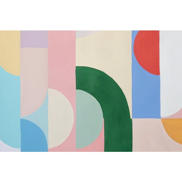 Red 2026, Art Deco Triptych, Original Painting, Vivid Tones Triptych, Geometric Bauhaus Patterns on Watercolor Paper by Natalia Roman For Sale - Image 8 of 11