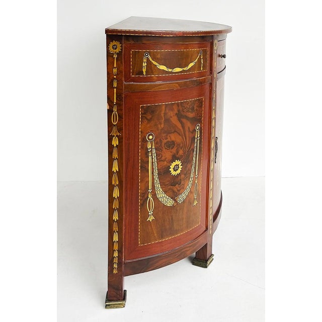 Late 20th Century Late 20th Century Demi-Lune Console Cabinet With Inlays and Embellished With Painted Decorations For Sale - Image 5 of 15