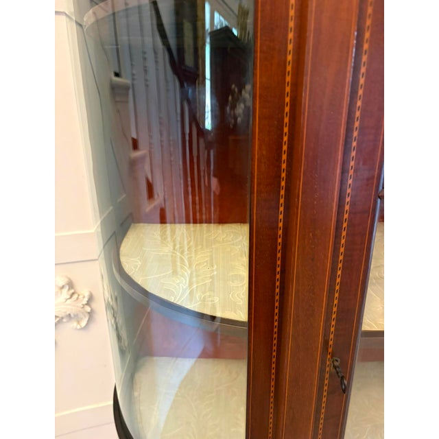 Antique Edwardian Mahogany Inlaid Bow-Ended Display Cabinet, 1900 For Sale - Image 10 of 15