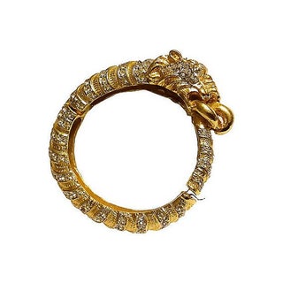Kenneth Lane Swarovski Lion Clamper Bangle For Sale