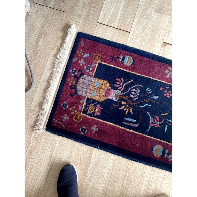 Antique 1920s Art Deco Chinese Rug 2.1' X 4.3' (64cm X 131cm) For Sale - Image 9 of 9