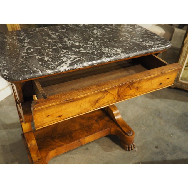 Charming Circa 1825 French Restauration Period Console in Walnut and Burl Walnut For Sale - Image 11 of 17