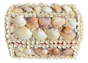 Vintage Seashell Jewelry Box Shell Encrusted Domed Trinket Box