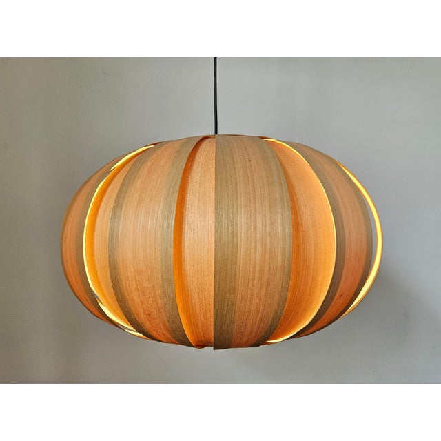 Wood Large Mid-Century Veneer Pendant, Denmark, 1960s For Sale - Image 7 of 14