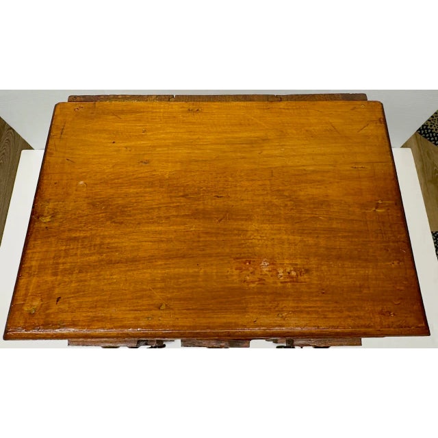 Wood Vintage Hand Crafted Pine 9 Drawer Apothecary Cabinet With Hand Forged Iron Scroll Drawer Pulls For Sale - Image 7 of 17