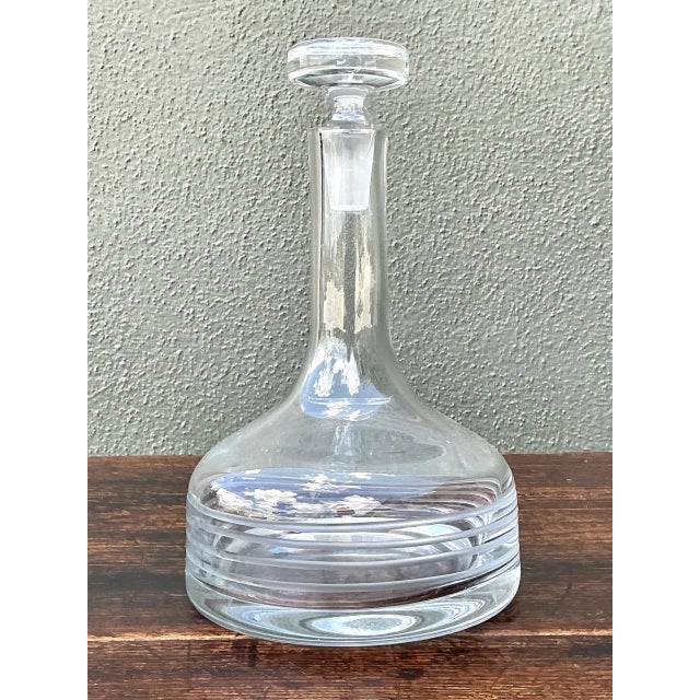 Vintage Etched Glass Decanter With Stopper For Sale - Image 9 of 11