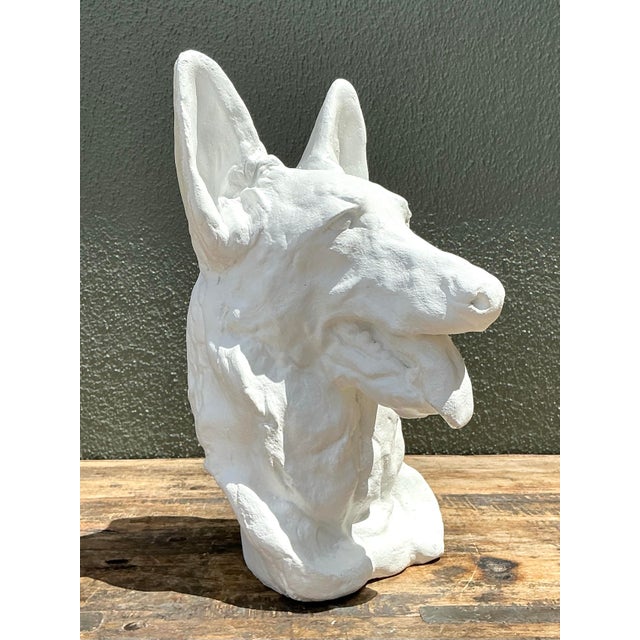 Vintage Cast Concrete German Shepherd Head For Sale - Image 10 of 12