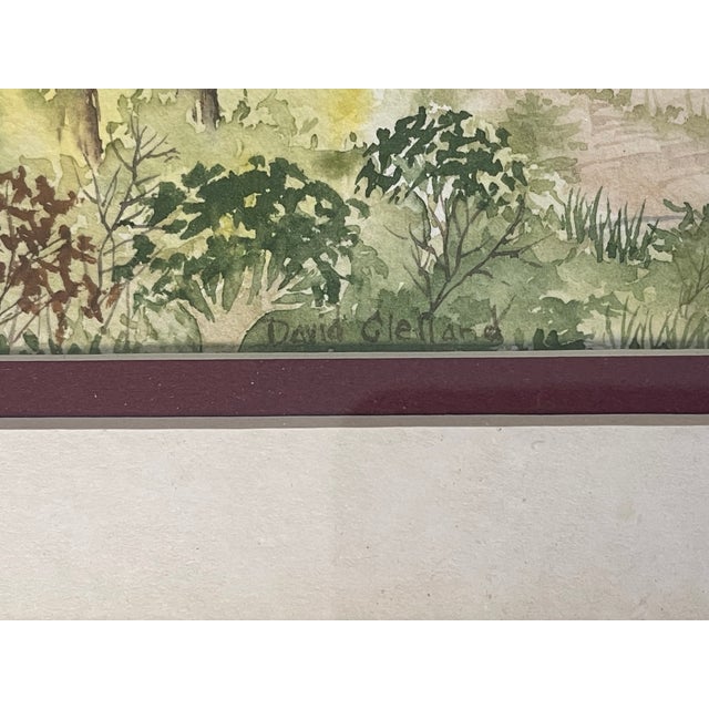 1970s Beautiful Watercolor Summer Park Signed and Framed For Sale In Miami - Image 6 of 6