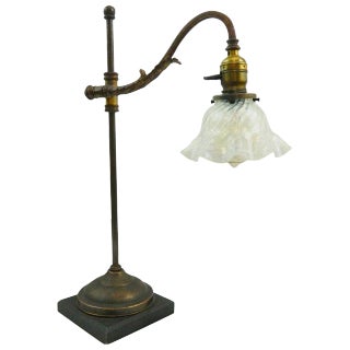 Student Lamp With an Opalescent Shade and Attributed to Caldwell, Circa 1900 For Sale