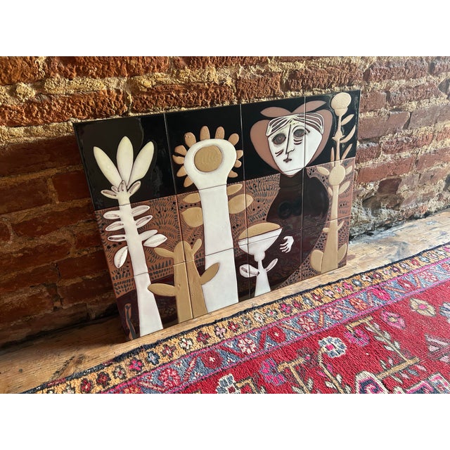 Brown 1970s Susana Espinosa Ceramic Tile Mural 24" X 18" For Sale - Image 8 of 12