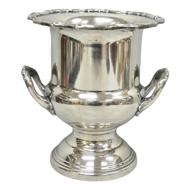 Vintage Leonard Silver Plated Trophy Cup Urn Champagne Chiller Bar Ice Bucket For Sale