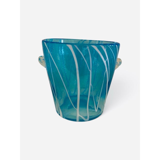 Iconic and collectible hand blown Murano glass ice bucket by Venini and made as a promotional item in the 1970s and 1980s...