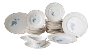 French Ceramic Dishware from Luneville, Set of 39