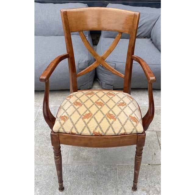 Antique Rustic Office Chair in Cherrywood and Fabric, 1950s For Sale - Image 10 of 18