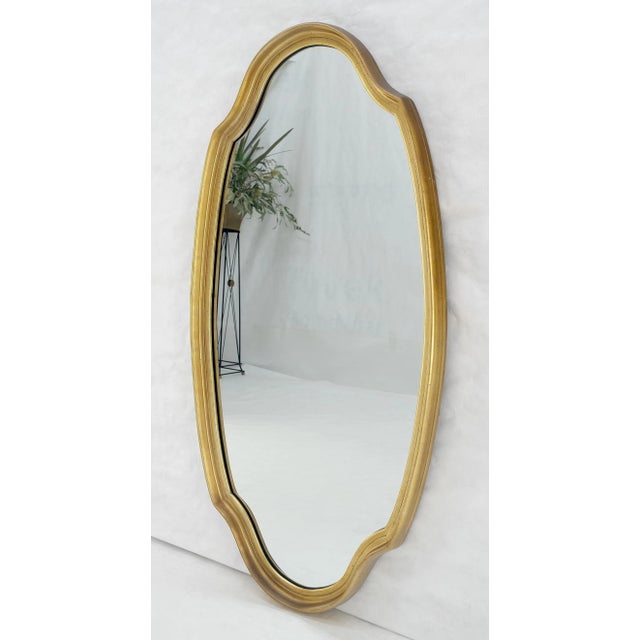 Mid Century Shield Shape Large 22x44 Oval Gold Gilt Leaf Wall Mirror MINT