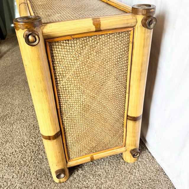 Wood Vintage Boho Chic Chunky Bamboo Chest of Drawers For Sale - Image 7 of 7