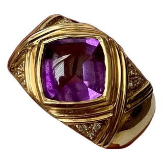Late 20th Century H. Stern Amethyst and Diamond Ring, Size 6 For Sale