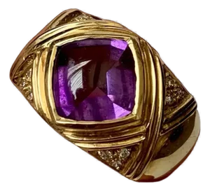 Late 20th Century H. Stern Amethyst and Diamond Ring, Size 6