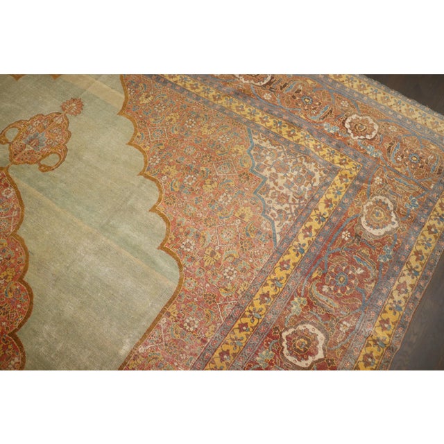 Blue Stunning Blue Antique Tabriz Carpet - 10' x 13' For Sale - Image 8 of 12