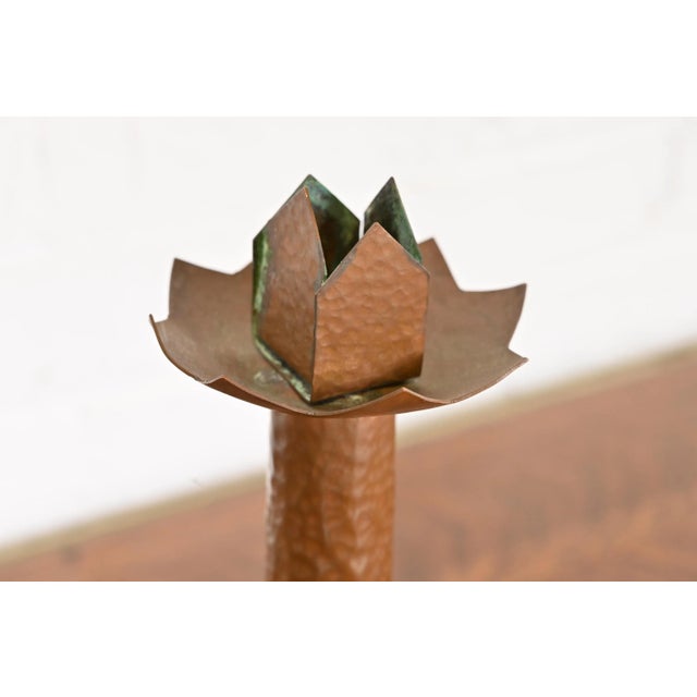 Early 20th Century Antique Stickley Style Arts & Crafts Hammered Copper Candlestick, Circa 1900 For Sale - Image 5 of 13