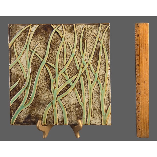 Late 20th Century Vintage Fortunata Wall Hanging Italian Majolica Ceramic Trivet Tile #2 For Sale - Image 5 of 7