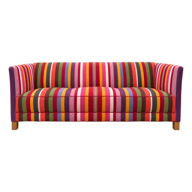 Danish Sofa in Hamaca Rojo Fabric by Angelo Donghia, 1960s, Svenskt Tenn For Sale