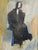 Mid-Century Modern 'Presence in Shadow' Vintage Original Abstract Figurative Oil Painting, Framed For Sale - Image 11 of 12