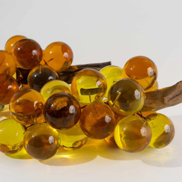 1950s Vintage Yellow Lucite Grape Sculptures - a Pair For Sale - Image 5 of 12
