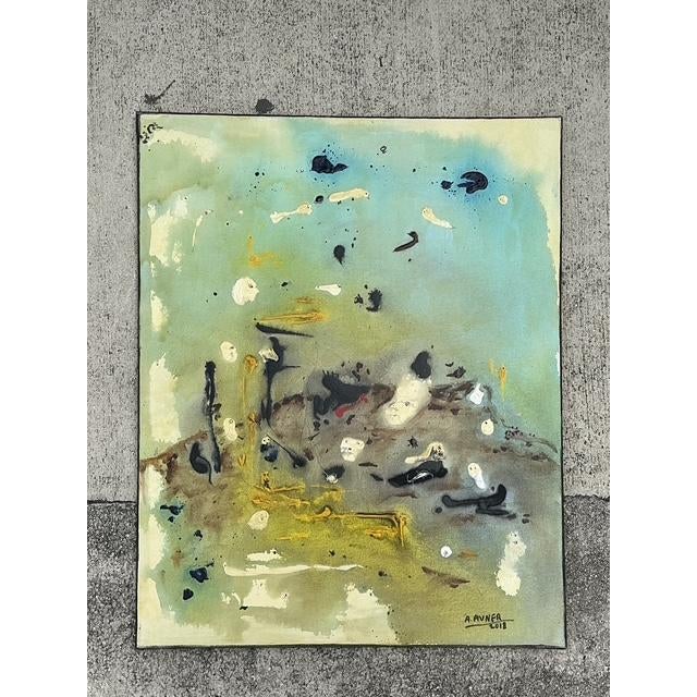 This compelling original oil on canvas by artist A. Avner is a masterful exploration of contemporary abstraction. Created...
