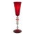 Mid 20th Century Italian Ruby Red Murano-Style Art Glass Flute With Twisted Gold Aventurine Stem For Sale
