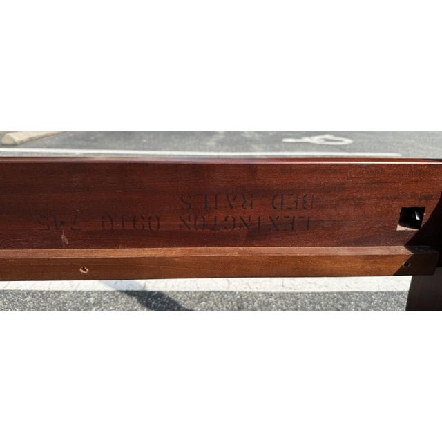 Lexington Queen Size Mahogany Rice Carved Poster Bed Frame For Sale - Image 15 of 18