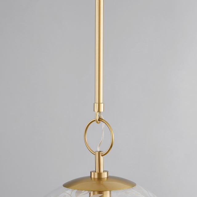 Contemporary Hudson Valley Lighting Belleville 14 in. 1 Light Pendant in Aged Brass Finish For Sale - Image 3 of 5