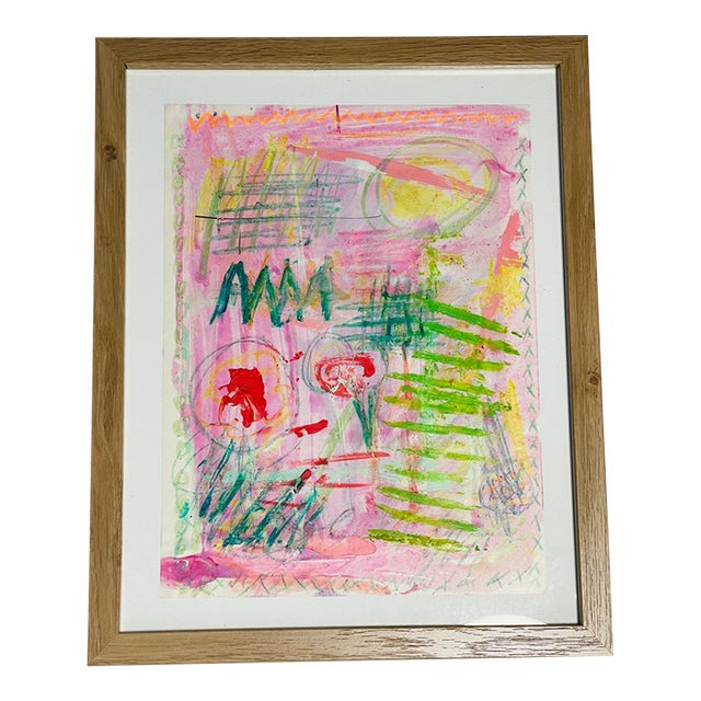 Abstract Mixed Media With Markers by Elia Framed For Sale