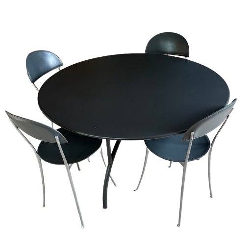 Charcoal Philippe Starck Aleph Ubik for Driade 47" Sculptural Tripod Dining Table, 1990 (Original Catalog) For Sale - Image 8 of 9
